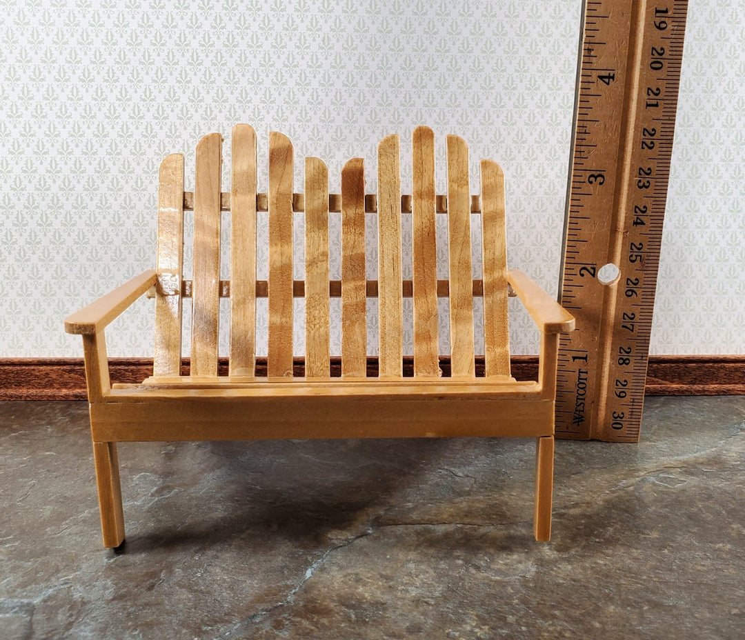 Dollhouse Adirondack Double Chair Loveseat Golden Oak 1:12 Scale Miniature - Miniature Crush