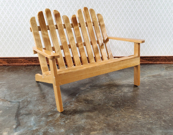 Dollhouse Adirondack Double Chair Loveseat Golden Oak 1:12 Scale Miniature - Miniature Crush