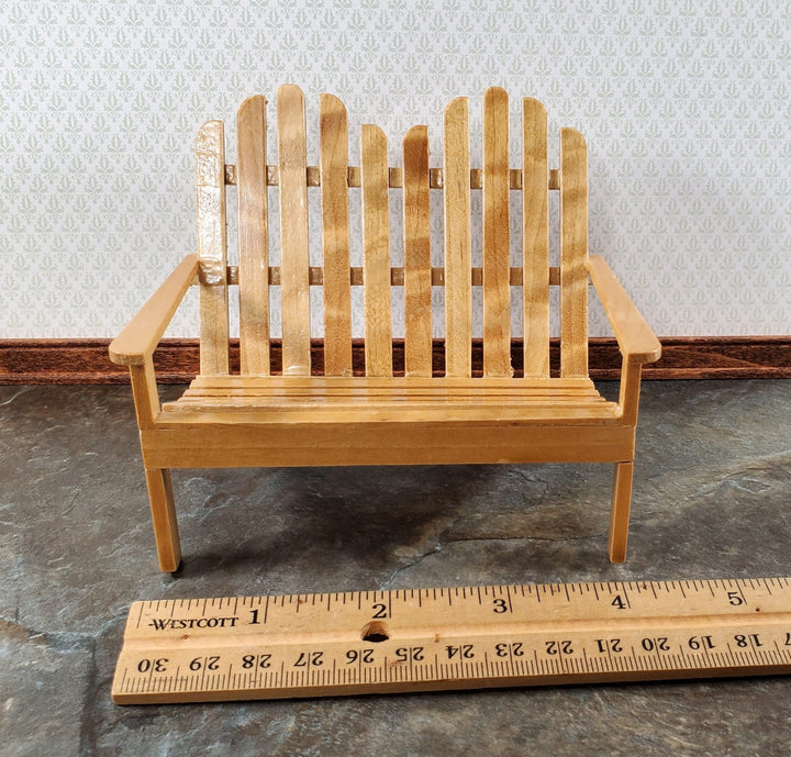 Dollhouse Adirondack Double Chair Loveseat Golden Oak 1:12 Scale Miniature - Miniature Crush