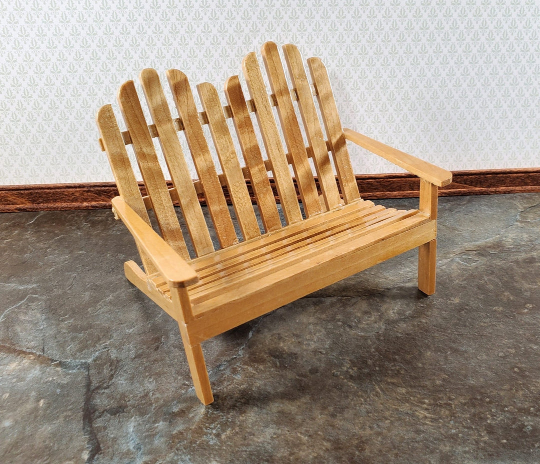 Dollhouse Adirondack Double Chair Loveseat Golden Oak 1:12 Scale Miniature - Miniature Crush