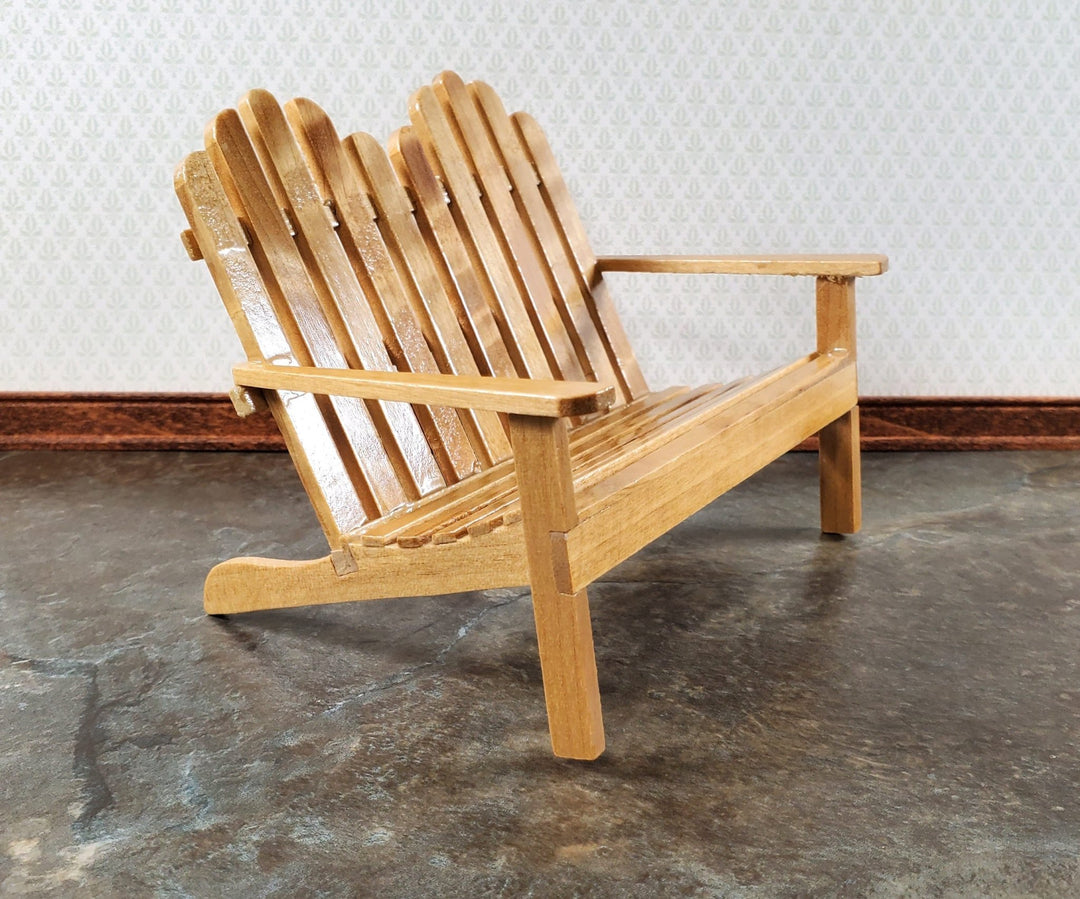 Dollhouse Adirondack Double Chair Loveseat Golden Oak 1:12 Scale Miniature - Miniature Crush