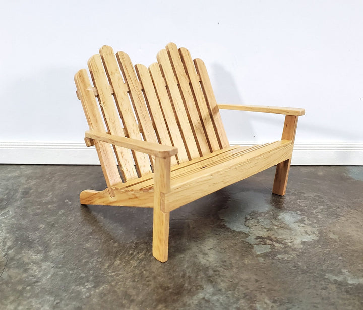 Dollhouse Adirondack Double Chair Loveseat Light Oak 1:12 Scale Miniature - Miniature Crush