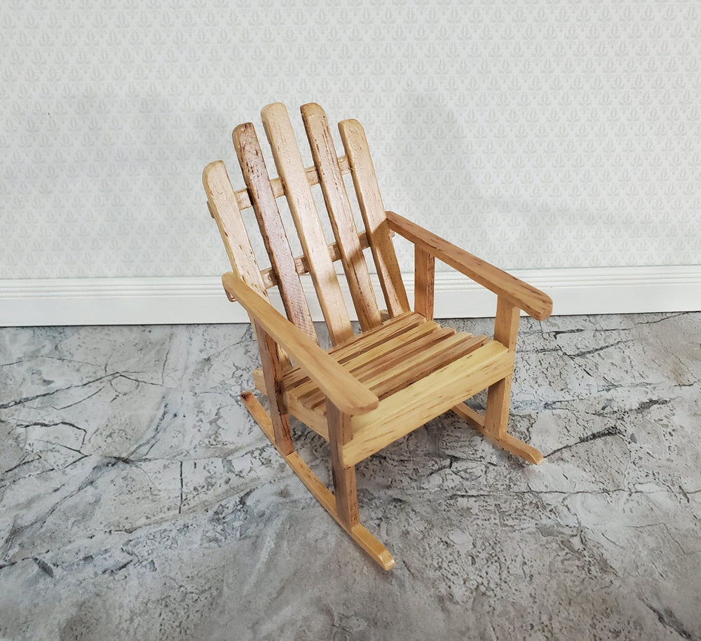 Dollhouse Adirondack Rocking Chair Rocker Light Oak 1:12 Scale Miniature - Miniature Crush