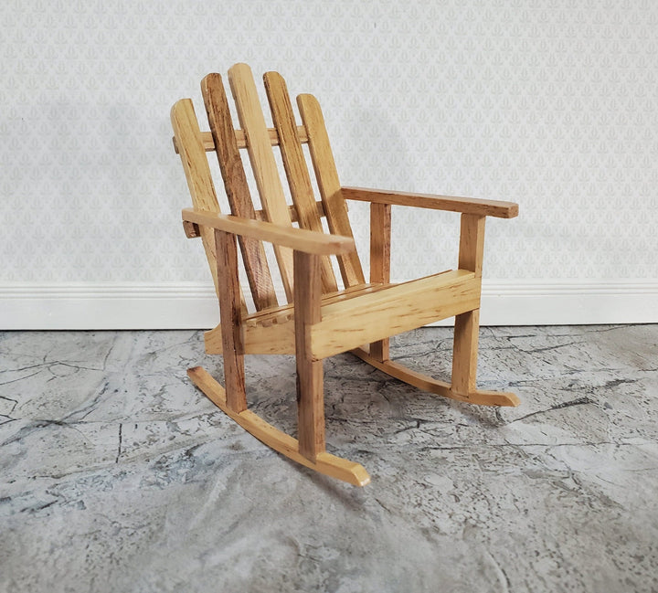 Dollhouse Adirondack Rocking Chair Rocker Light Oak 1:12 Scale Miniature - Miniature Crush