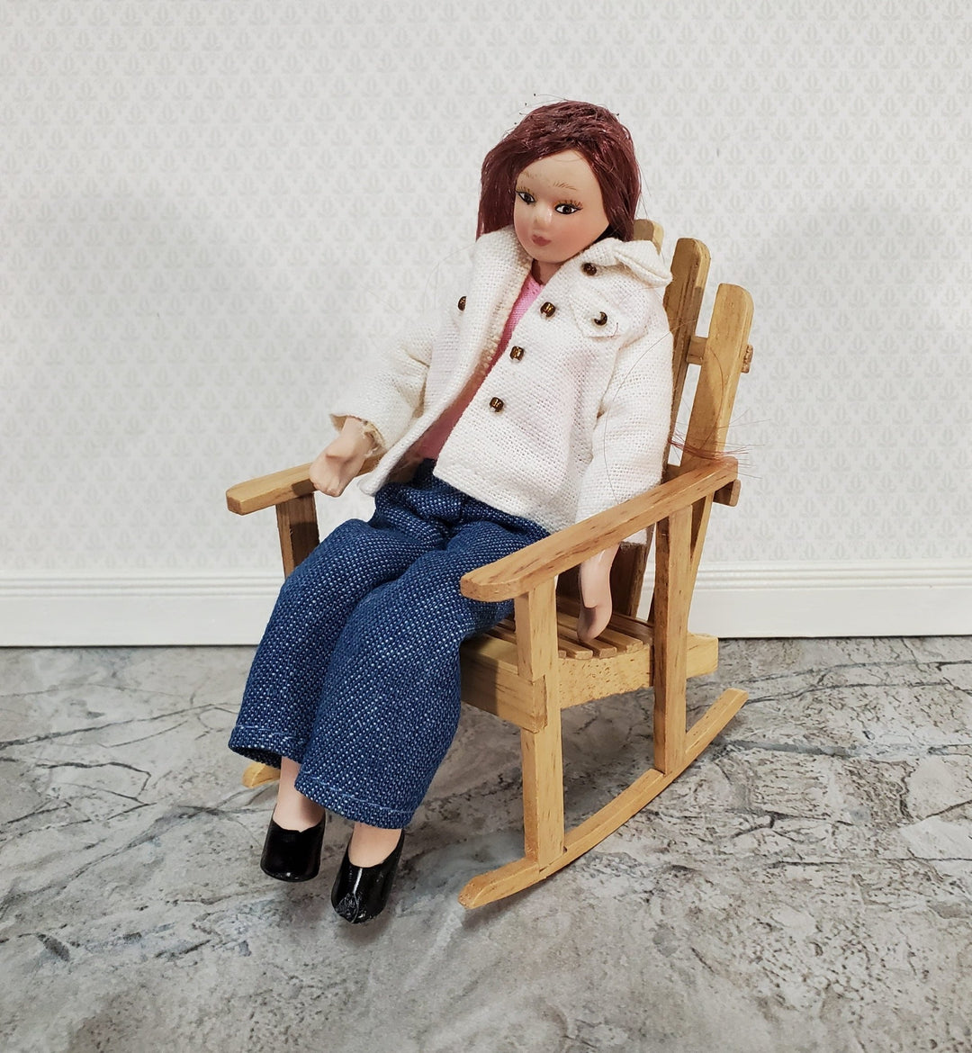 Dollhouse Adirondack Rocking Chair Rocker Light Oak 1:12 Scale Miniature - Miniature Crush