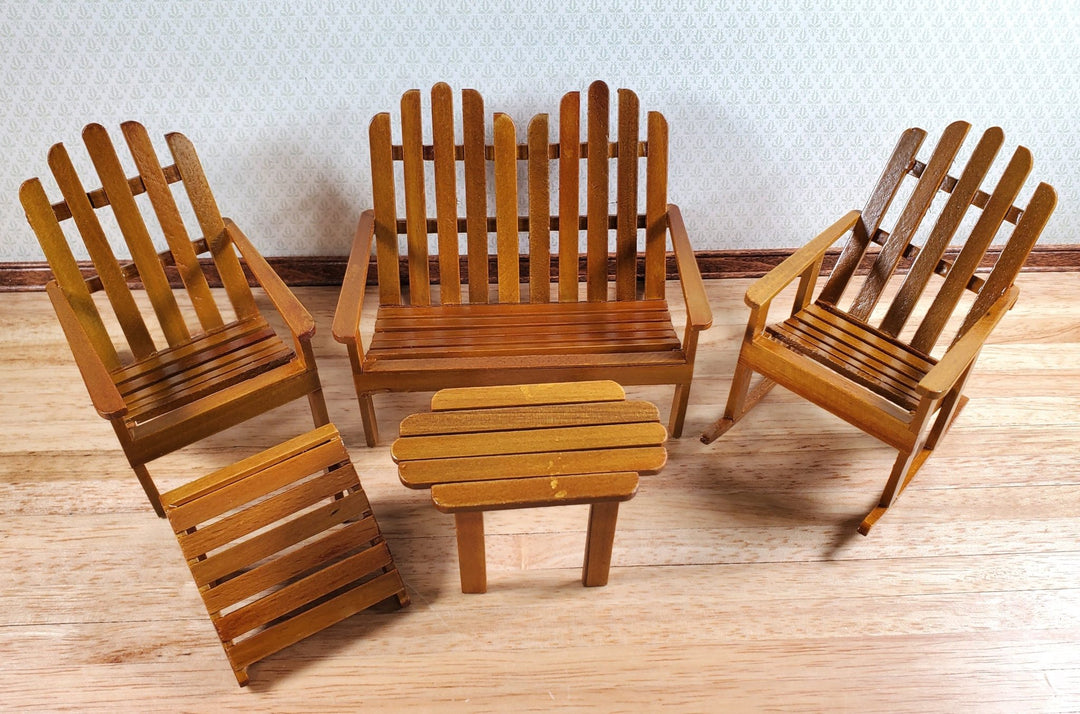 Dollhouse Adirondack Set Chair Rocker Table ++ 1:12 Scale Miniature Furniture - Miniature Crush