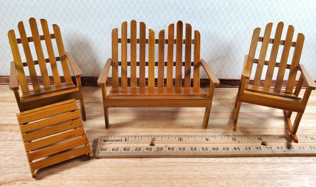 Dollhouse Adirondack Set Chair Rocker Table ++ 1:12 Scale Miniature Furniture - Miniature Crush