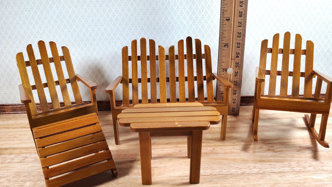 Dollhouse Adirondack Set Chair Rocker Table ++ 1:12 Scale Miniature Furniture - Miniature Crush