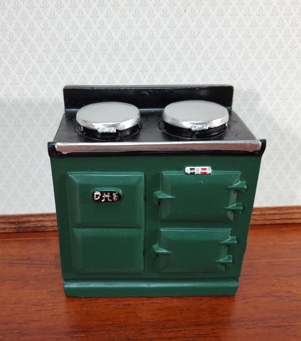 Dollhouse AGA Style Cooker Stove Oven Green 1:12 Scale Miniature Kitchen - Miniature Crush