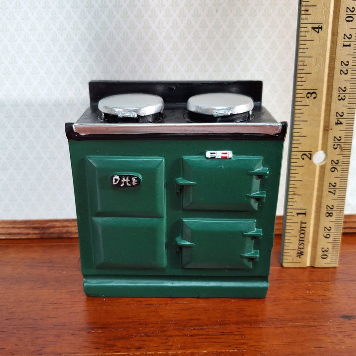 Dollhouse AGA Style Cooker Stove Oven Green 1:12 Scale Miniature Kitchen - Miniature Crush