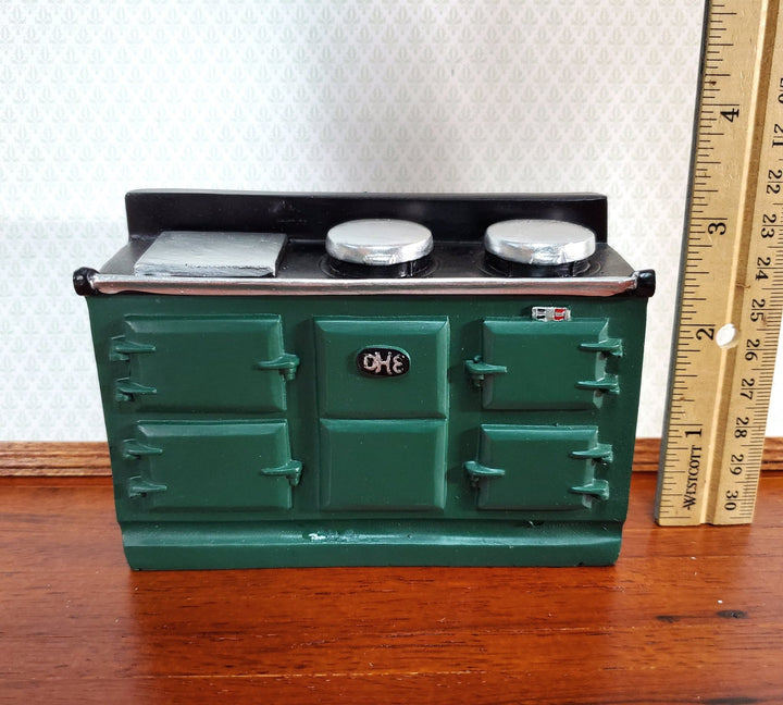 Dollhouse AGA Style Cooker Stove Oven Green Large 1:12 Scale Miniature Kitchen - Miniature Crush