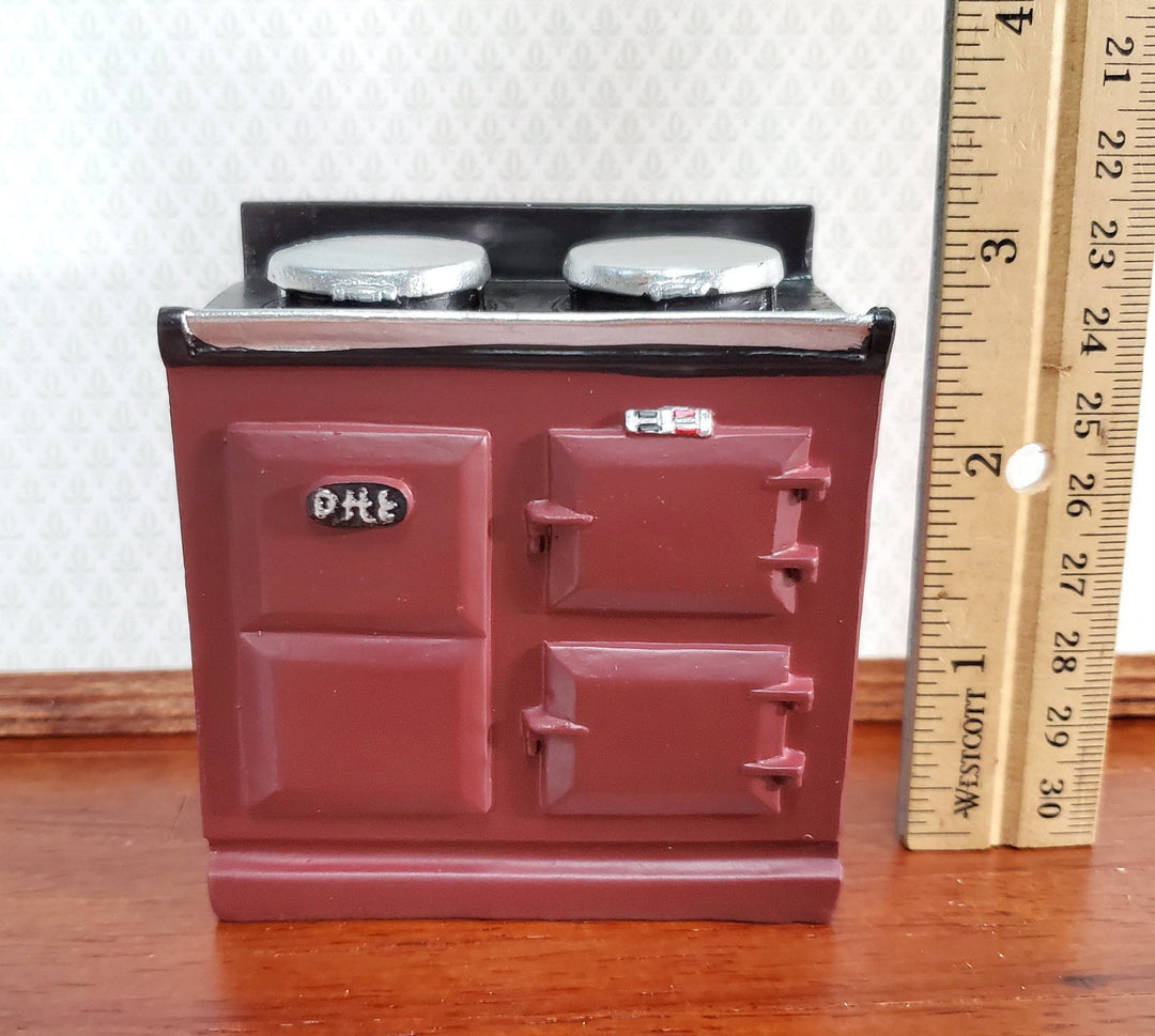 Dollhouse AGA Style Cooker Stove Oven Maroon 1:12 Scale Miniature Kitchen - Miniature Crush