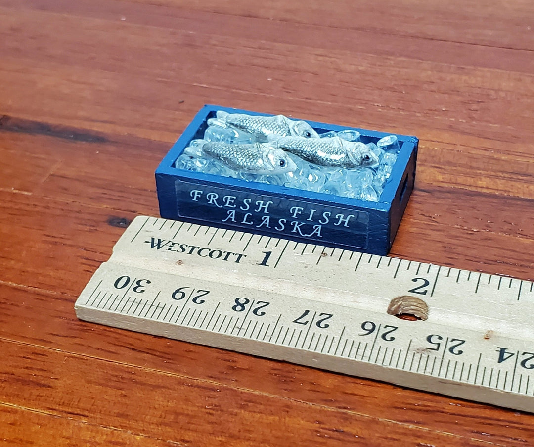 Dollhouse Alaskan Fish on Ice in Blue Crate Food Seafood Grocer Grocery Store 1:12 Scale Miniature - Miniature Crush