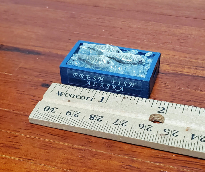Dollhouse Alaskan Fish on Ice in Blue Crate Food Seafood Grocer Grocery Store 1:12 Scale Miniature - Miniature Crush