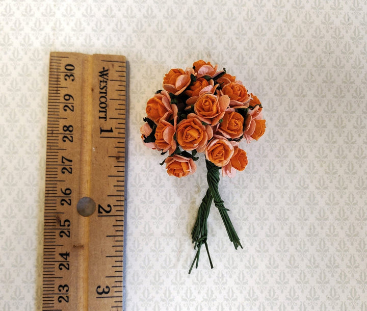 Dollhouse Apricot Roses Flowers Set of 24 with Stems 1:12 Scale by Falcon Miniatures - Miniature Crush