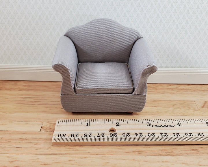 Dollhouse Arm Chair Gray Fabric 1:12 Scale Miniature Furniture Armchair - Miniature Crush