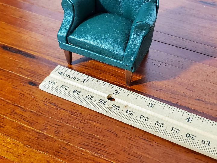 Dollhouse Arm Chair Green Faux Leather 1:12 Scale Miniature Furniture Living Room - Miniature Crush