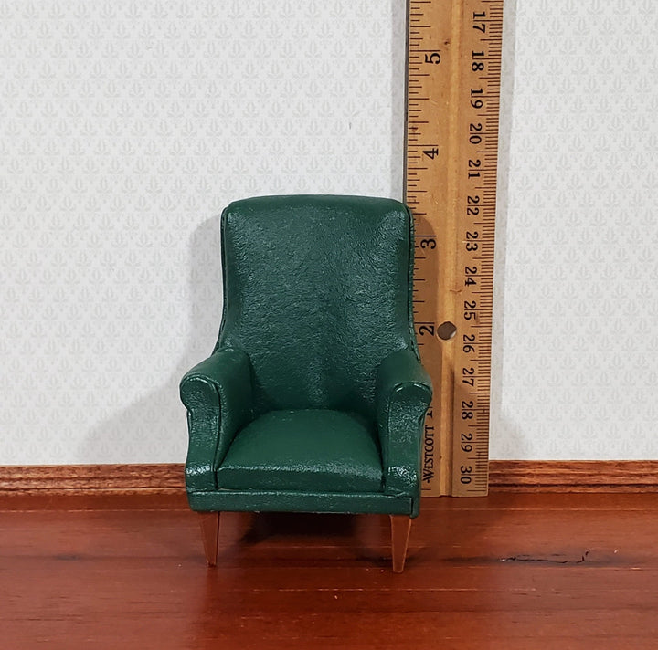 Dollhouse Arm Chair Green Faux Leather 1:12 Scale Miniature Furniture Living Room - Miniature Crush