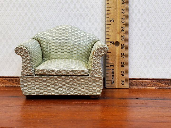 Dollhouse Arm Chair Retro 70s Style Shimmery Green 1:12 Miniature Furniture - Miniature Crush