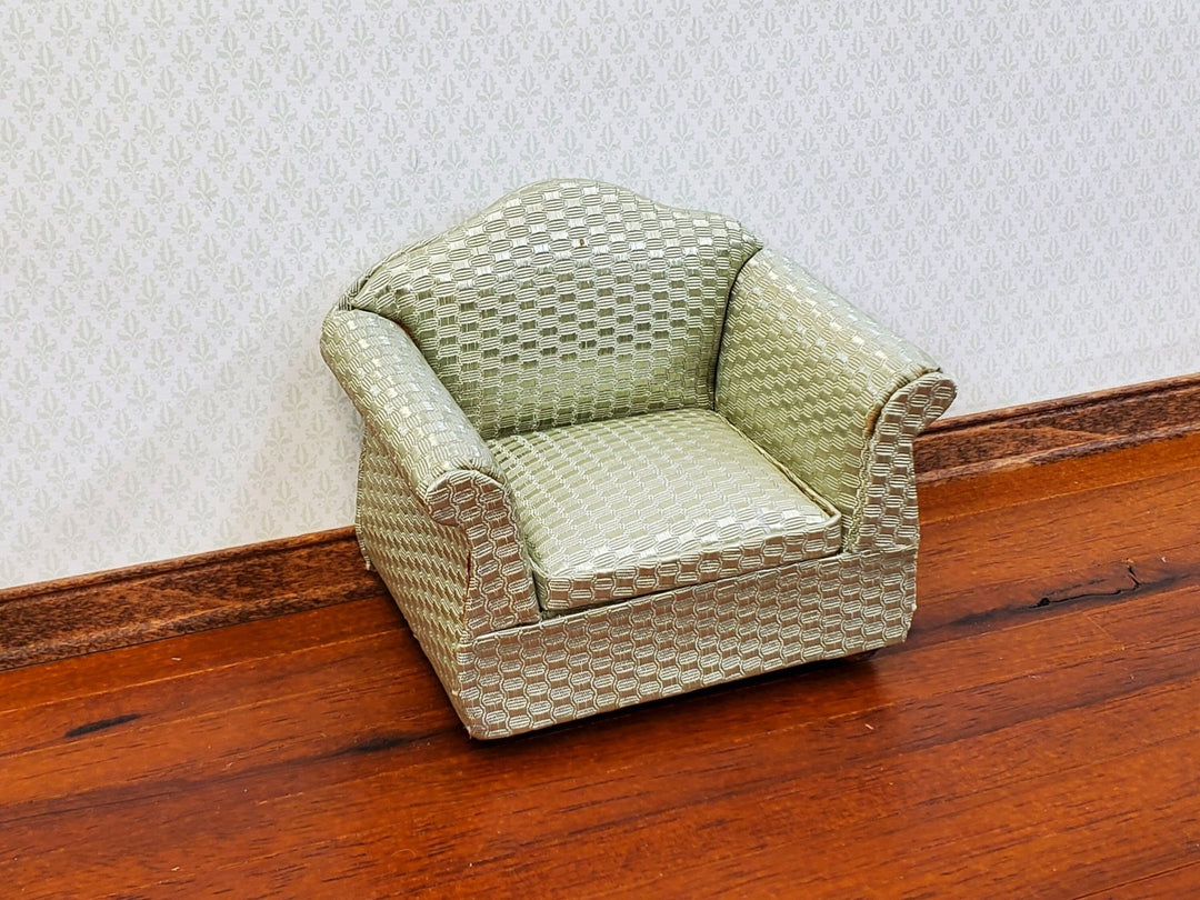 Dollhouse Arm Chair Retro 70s Style Shimmery Green 1:12 Miniature Furniture - Miniature Crush