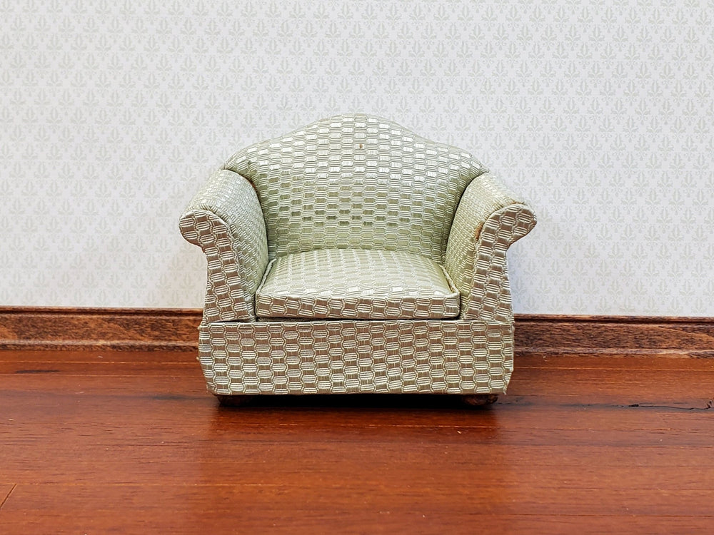 Dollhouse Arm Chair Retro 70s Style Shimmery Green 1:12 Miniature Furniture - Miniature Crush