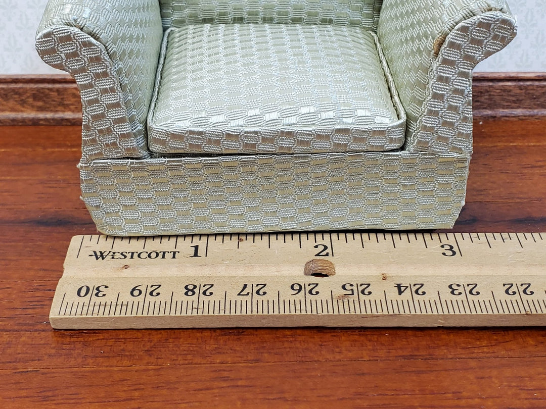 Dollhouse Arm Chair Retro 70s Style Shimmery Green 1:12 Miniature Furniture - Miniature Crush