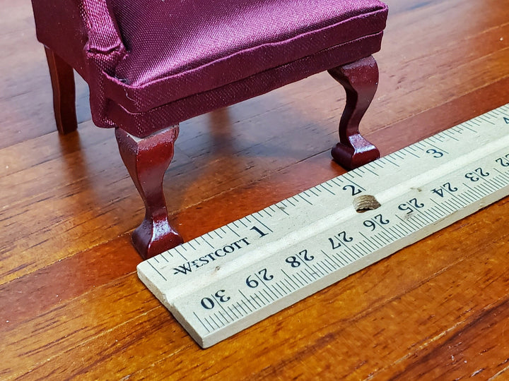 Dollhouse Arm Chair Wing Back Burgundy 1:12 Scale Miniature Furniture Living Room - Miniature Crush