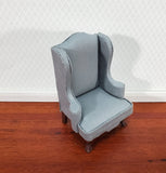 Dollhouse Arm Chair Wing Back Gray Fabric 1:12 Scale Miniature Furniture - Miniature Crush