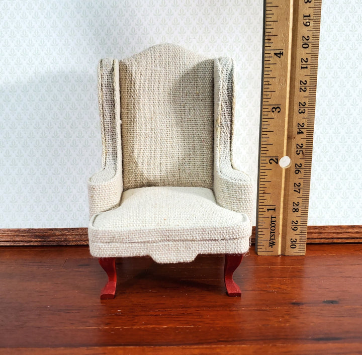Dollhouse Arm Chair Wing Back Muslin Style Fabric 1:12 Scale Miniature Furniture - Miniature Crush