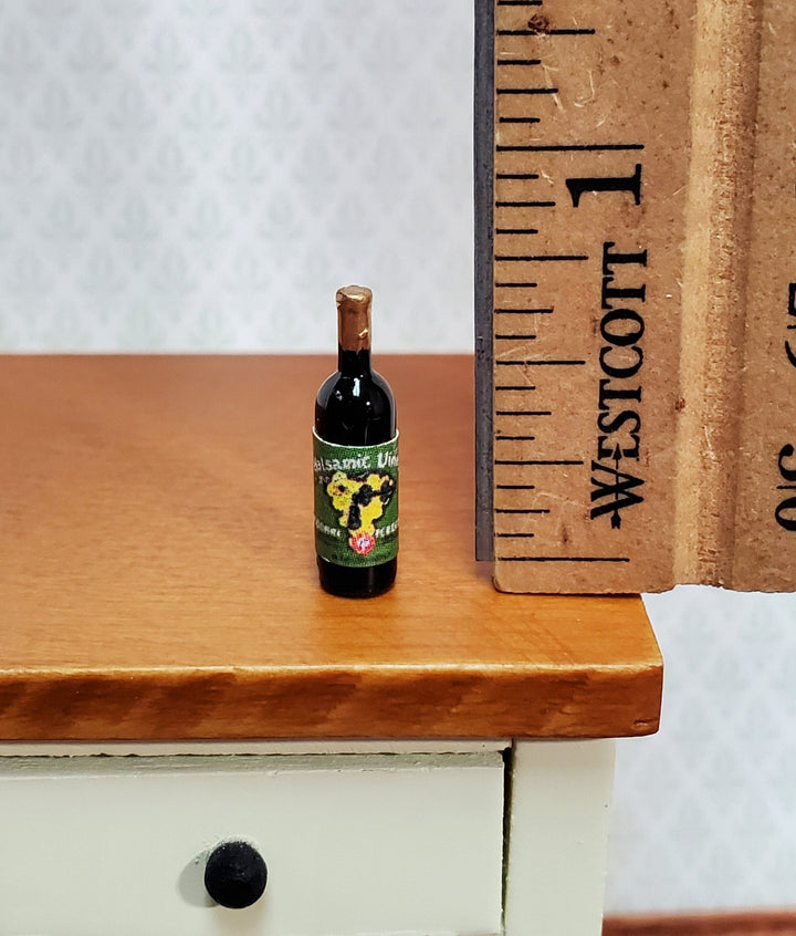 Dollhouse Balsamic Vinegar Bottle 1:12 Scale Miniature Kitchen 1" Tall - Miniature Crush