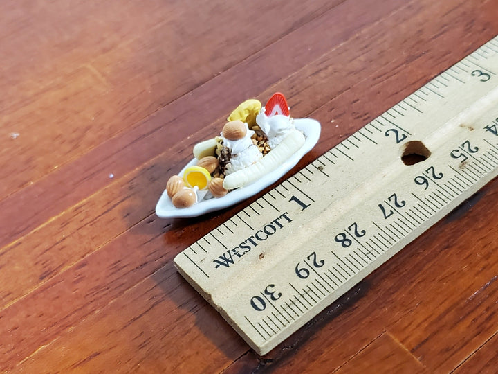 Dollhouse Banana Split Ice Cream Sundae 2 Scoops LARGE Miniature Dessert Food - Miniature Crush