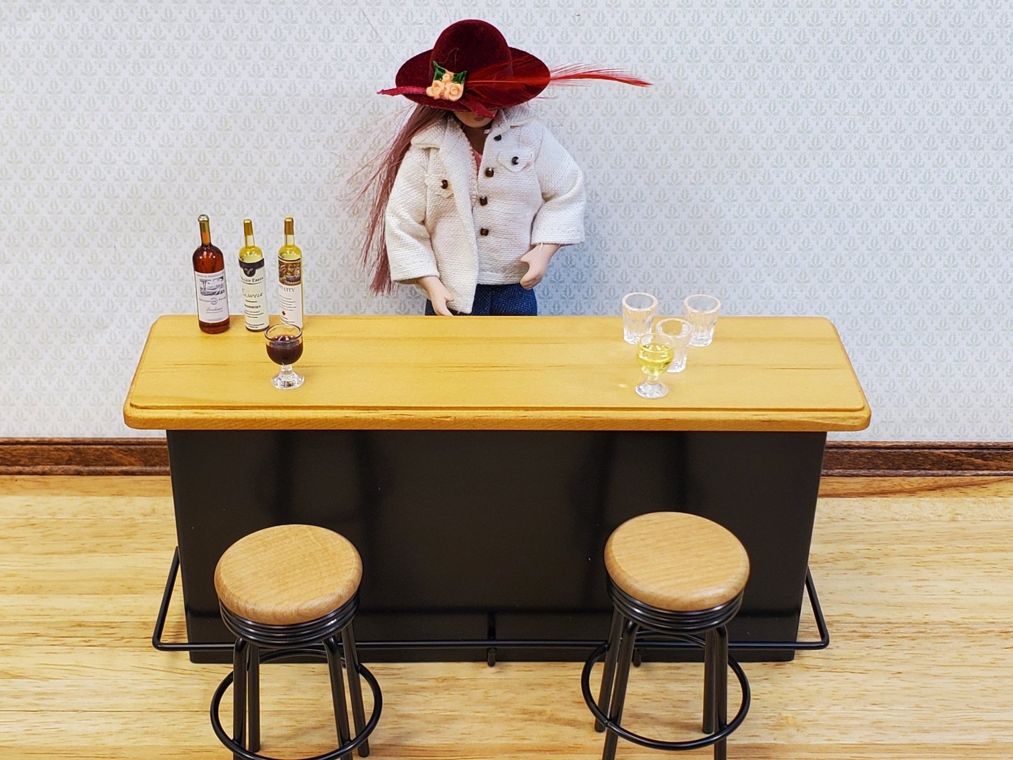 Dollhouse Furniture Metal Bar Table Chair,1:12 Scale Miniature