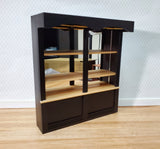 Dollhouse Bar or Shop Shelves Mirrored Back Black & Oak 1:12 Scale Miniature Large - Miniature Crush