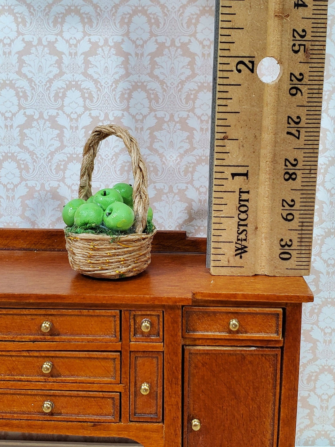 Dollhouse Basket of Green Apples 1:12 Scale Miniature Kitchen Food Groceries - Miniature Crush