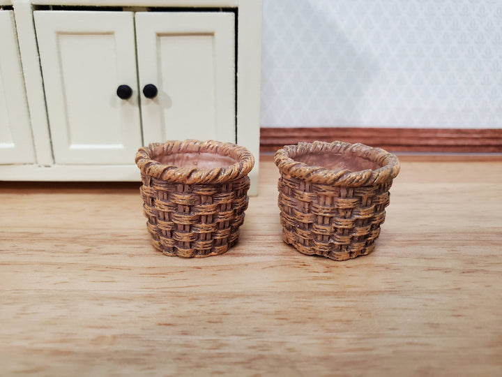 Dollhouse Baskets Set of 2 Resin Brown 1:12 Scale Miniatures 3/4" tall - Miniature Crush