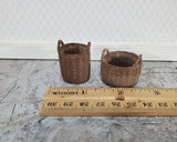Dollhouse Baskets Set of 2 Resin with Handles Brown 1:12 Scale - Miniature Crush