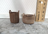 Dollhouse Baskets Set of 2 Resin with Handles Brown 1:12 Scale - Miniature Crush