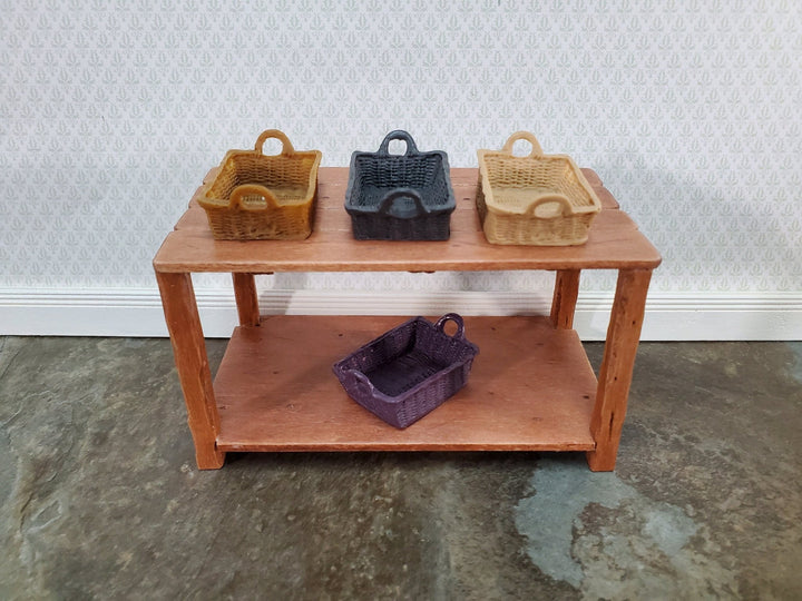 Dollhouse Baskets Set of 4 Rectangle with Handles Multi Colored 1:12 Scale Miniatures - Miniature Crush