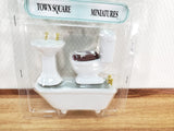 Dollhouse Bathroom Set Tub Toilet Sink All White1:12 Scale Miniature Bathtub - Miniature Crush