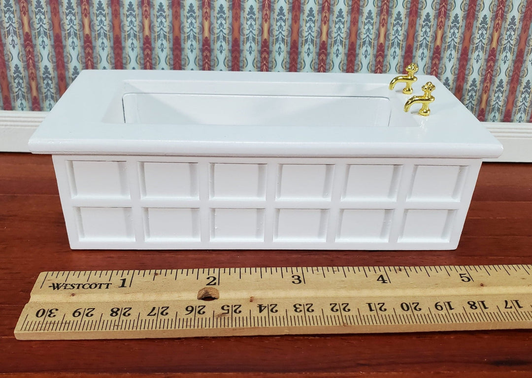 Dollhouse Bathroom Set Victorian White Tub Toilet Sink 1:12 Scale Miniature Wood - Miniature Crush