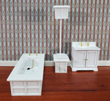 Dollhouse Bathroom Set Victorian White Tub Toilet Sink 1:12 Scale Miniature Wood - Miniature Crush