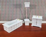 Dollhouse Bathroom Set Victorian White Tub Toilet Sink 1:12 Scale Miniature Wood - Miniature Crush