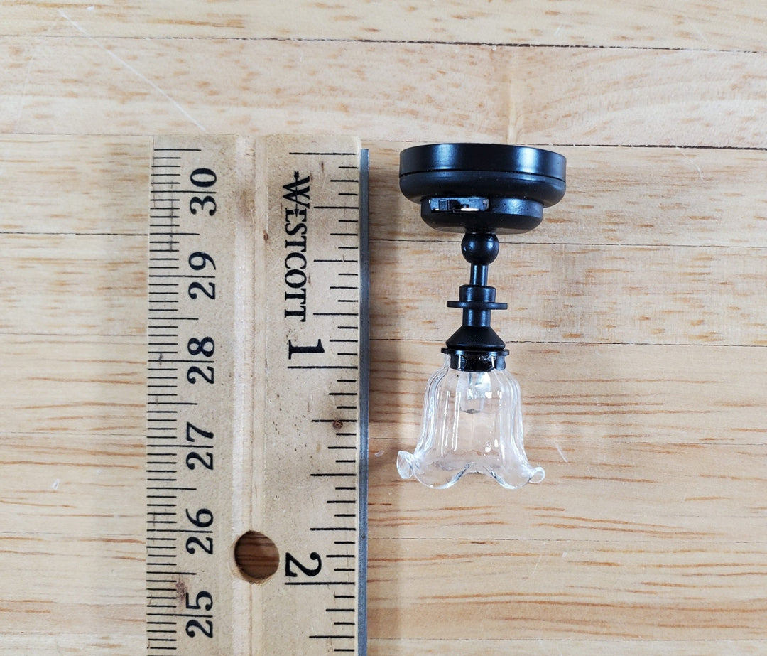Dollhouse Battery Ceiling Light Flower Shade Black Base 1:12 Scale Miniature - Miniature Crush