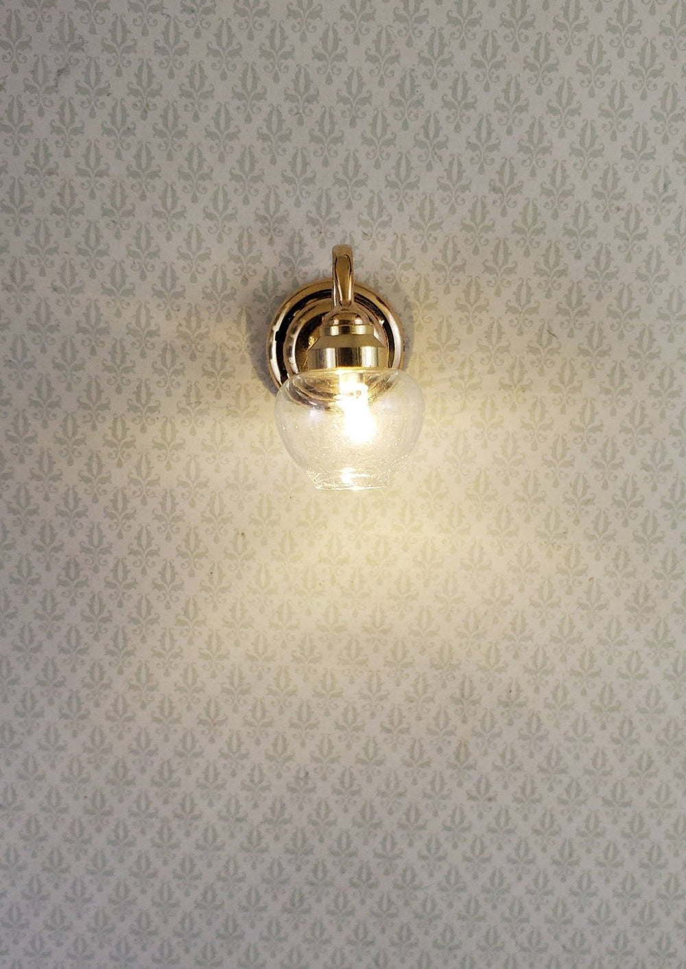 Dollhouse Battery Light LARGE Wall Sconce Clear Shade 1:12 Scale Miniature - Miniature Crush
