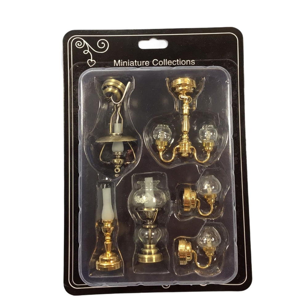 Dollhouse Battery Lights Wall Sconces & Ceiling Lights Oil Lamps Set of 6 Miniatures - Miniature Crush
