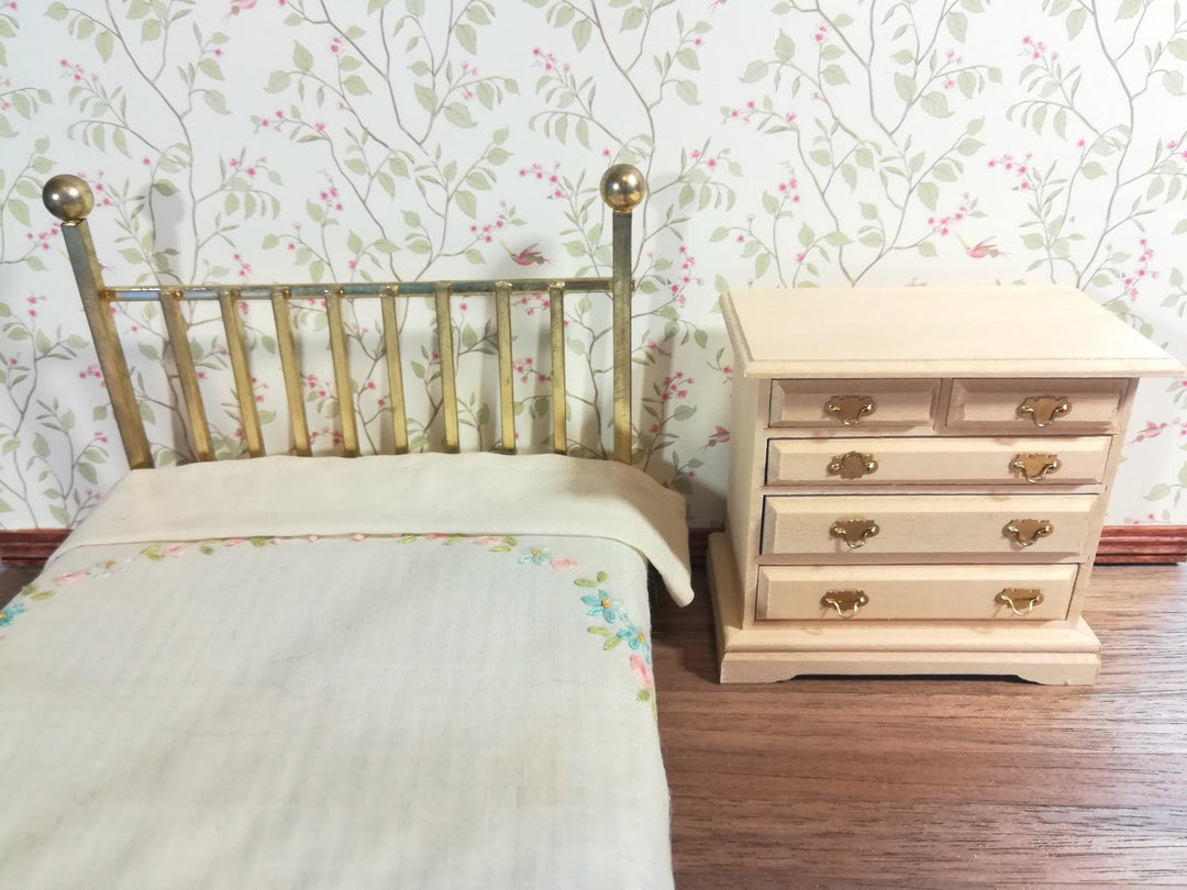Dollhouse Bedroom Dresser 5 Drawer Unpainted 1:12 Scale Miniature Furniture - Miniature Crush