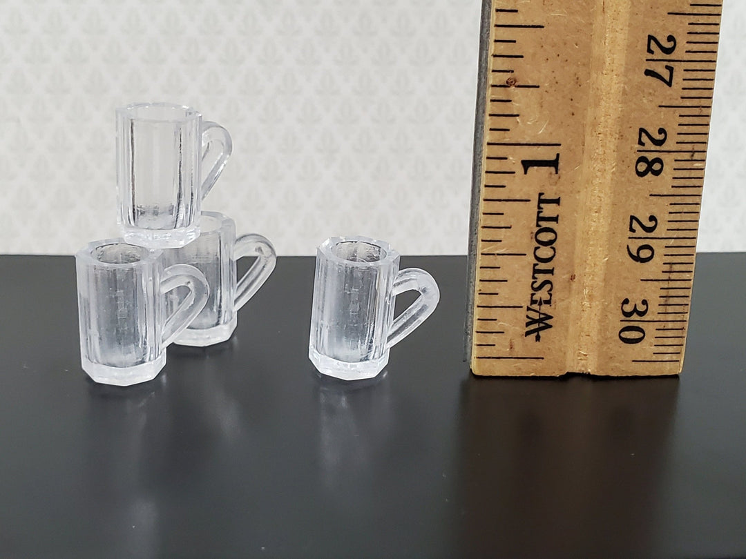 Dollhouse Beer Mugs Set of 4 Large Empty 1:12 Scale Miniature Dishes Glasses Cups - Miniature Crush