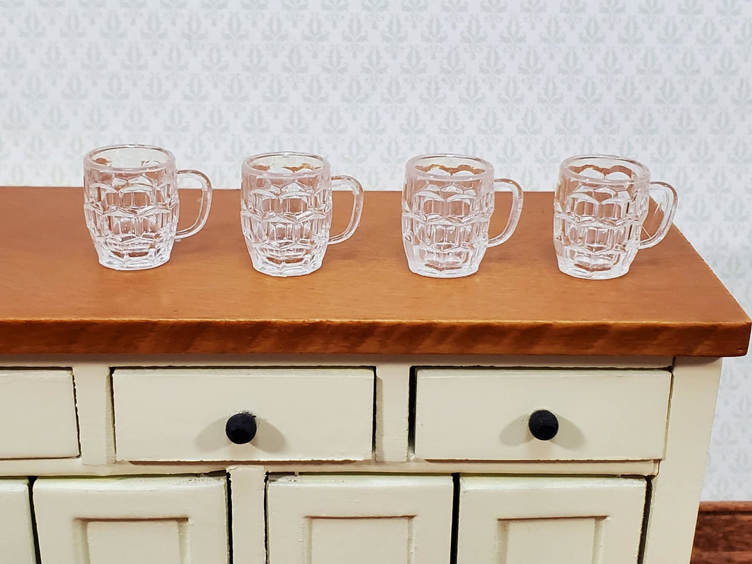 Dollhouse Beer Mugs Set of 4 Pint Size Empty 1:12 Scale Miniature Dishes Glasses Cups - Miniature Crush