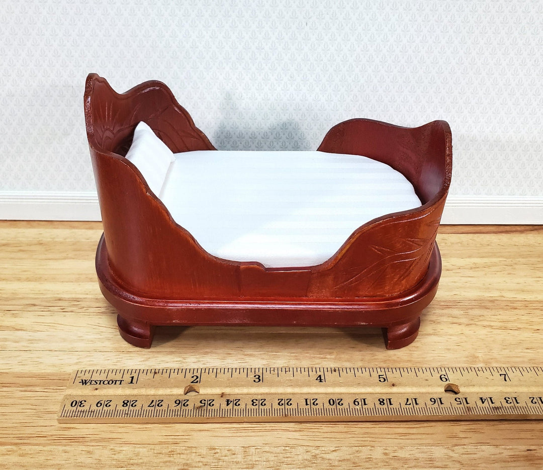 Dollhouse "Belter" Curved Bed Mahogany Finish Large 1:12 Scale Miniature Furniture - Miniature Crush