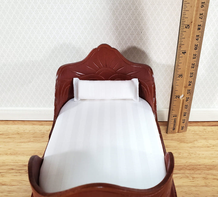 Dollhouse "Belter" Curved Bed Mahogany Finish Large 1:12 Scale Miniature Furniture - Miniature Crush